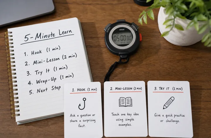 Five-step Teen Patti learning timeline with three cards and gold practice chips on a maroon desk